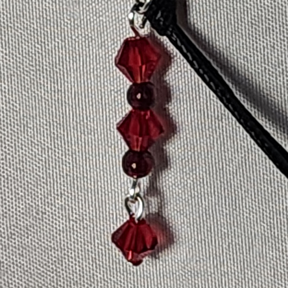 Handmade Gothic Red Crystal, Genuine Garnet and Silver Bat Pendant Necklace - Picture 10 of 14